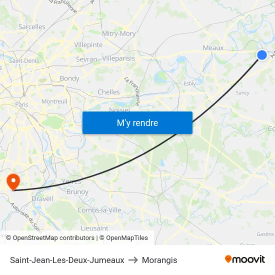 Saint-Jean-Les-Deux-Jumeaux to Morangis map