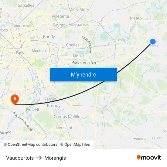 Vaucourtois to Morangis map