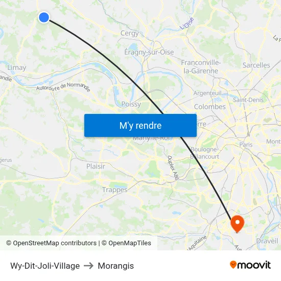 Wy-Dit-Joli-Village to Morangis map