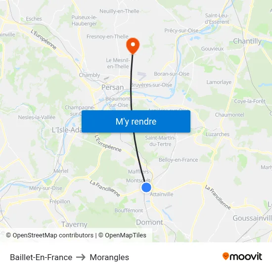 Baillet-En-France to Morangles map