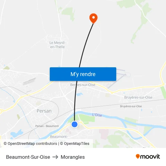 Beaumont-Sur-Oise to Morangles map