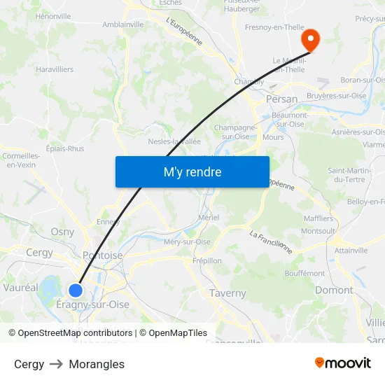 Cergy to Morangles map