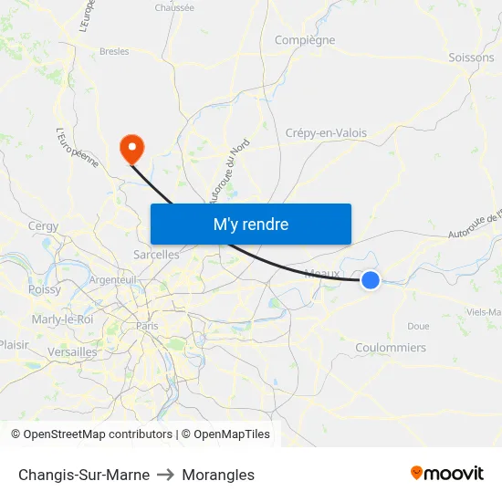Changis-Sur-Marne to Morangles map