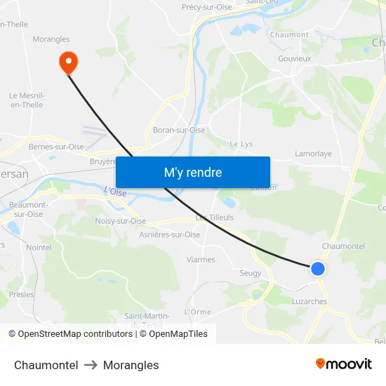 Chaumontel to Morangles map