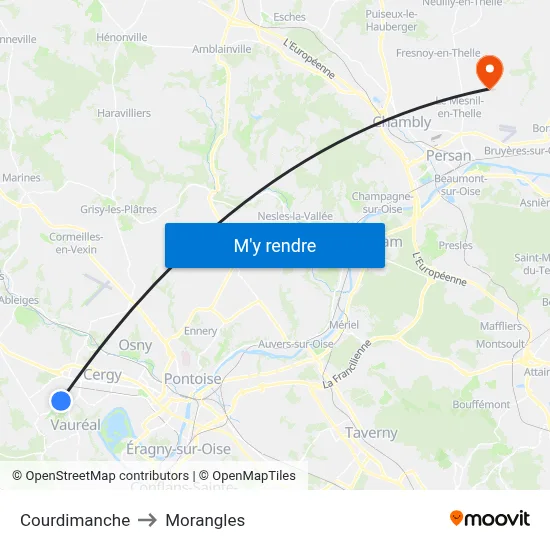 Courdimanche to Morangles map