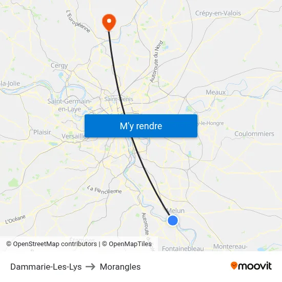 Dammarie-Les-Lys to Morangles map