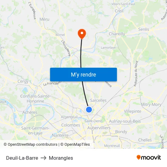 Deuil-La-Barre to Morangles map