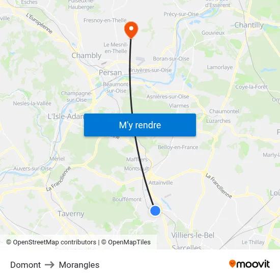 Domont to Morangles map