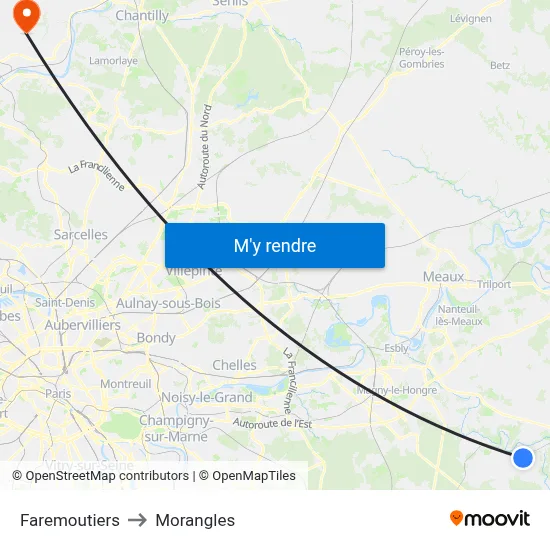 Faremoutiers to Morangles map