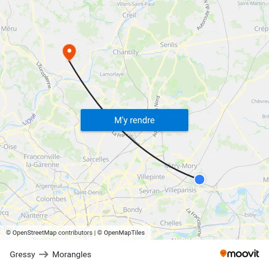 Gressy to Morangles map
