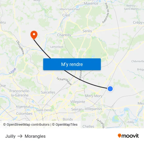 Juilly to Morangles map