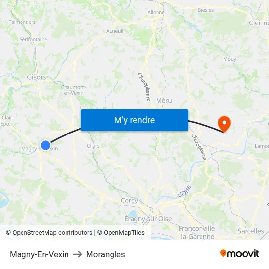 Magny-En-Vexin to Morangles map