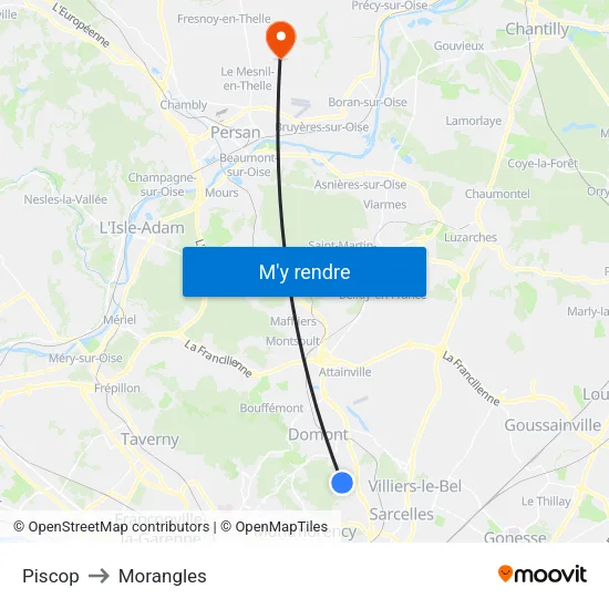 Piscop to Morangles map