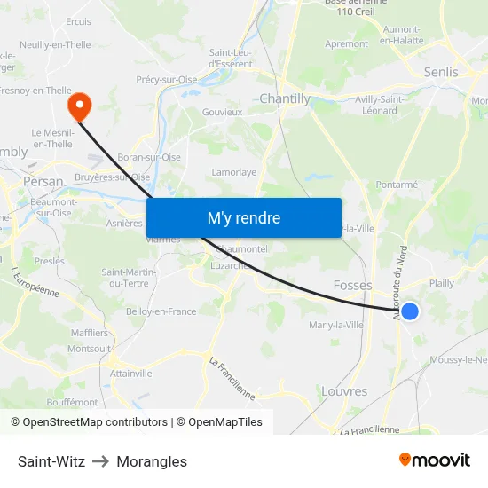 Saint-Witz to Morangles map