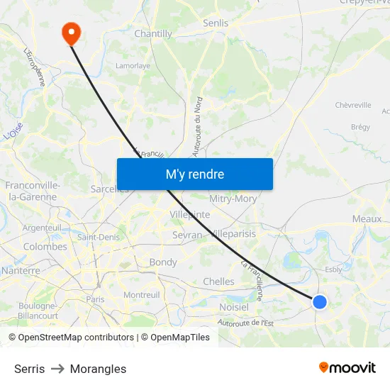 Serris to Morangles map