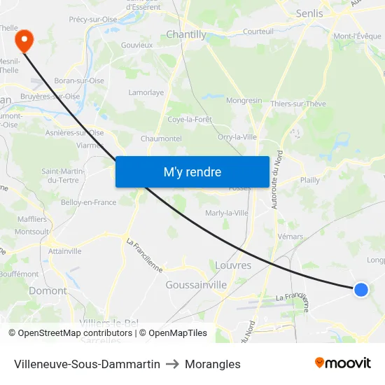 Villeneuve-Sous-Dammartin to Morangles map