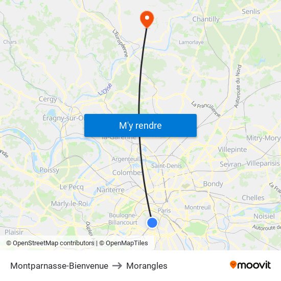 Montparnasse-Bienvenue to Morangles map