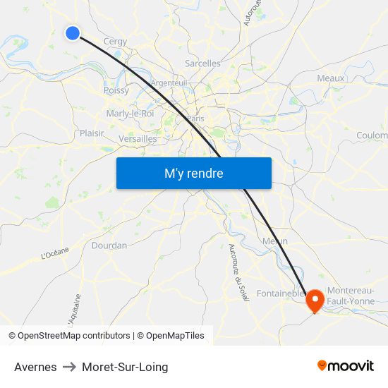 Avernes to Moret-Sur-Loing map