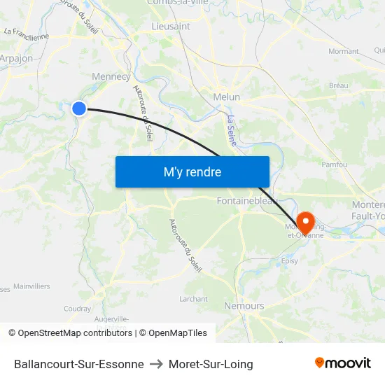 Ballancourt-Sur-Essonne to Moret-Sur-Loing map