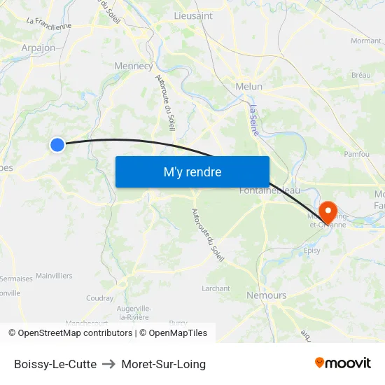 Boissy-Le-Cutte to Moret-Sur-Loing map