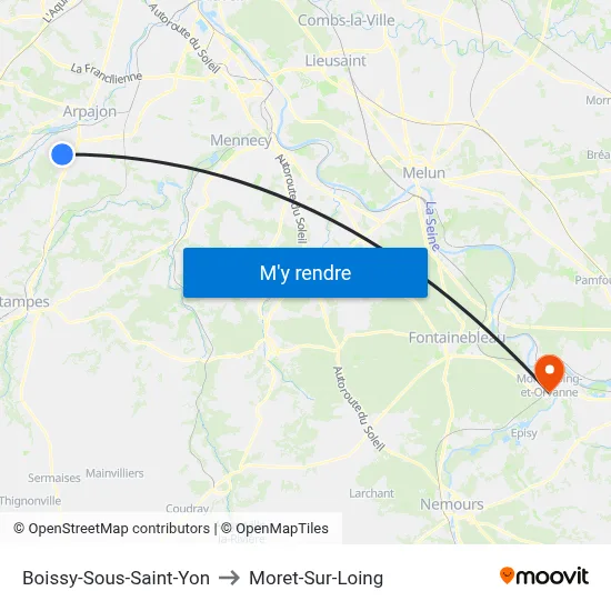 Boissy-Sous-Saint-Yon to Moret-Sur-Loing map