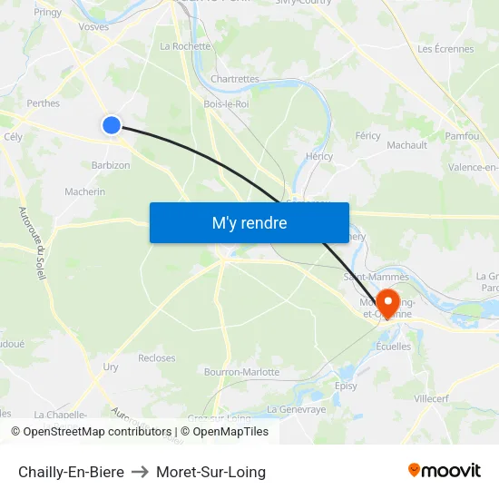 Chailly-En-Biere to Moret-Sur-Loing map