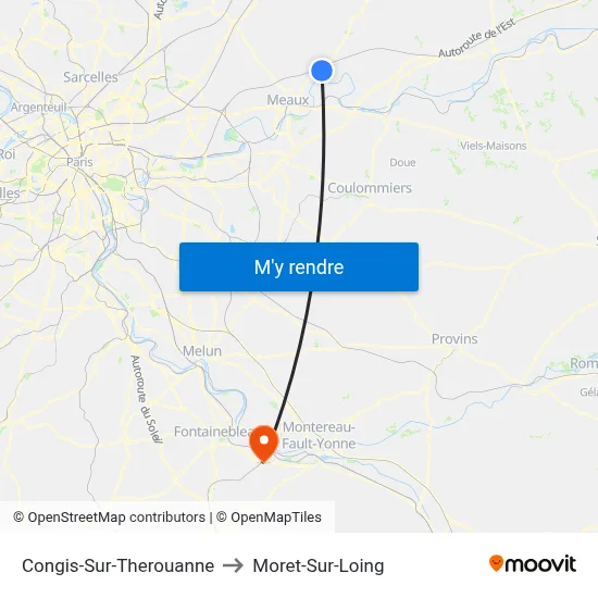 Congis-Sur-Therouanne to Moret-Sur-Loing map