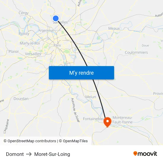 Domont to Moret-Sur-Loing map