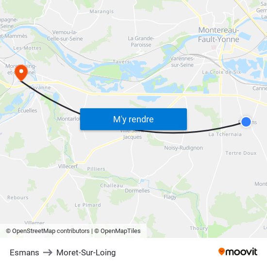 Esmans to Moret-Sur-Loing map