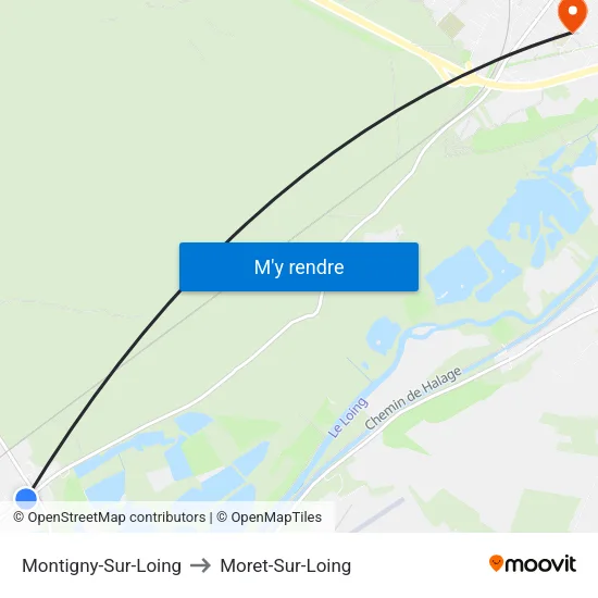 Montigny-Sur-Loing to Moret-Sur-Loing map