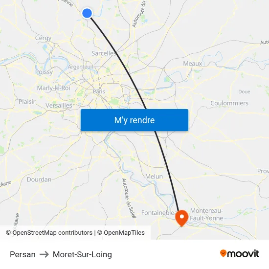 Persan to Moret-Sur-Loing map