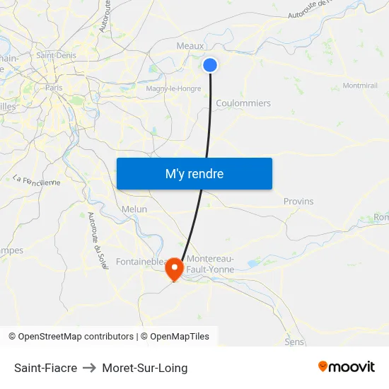 Saint-Fiacre to Moret-Sur-Loing map