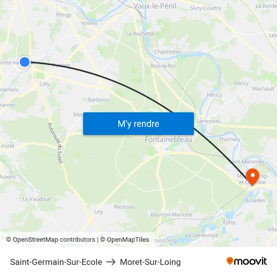 Saint-Germain-Sur-Ecole to Moret-Sur-Loing map