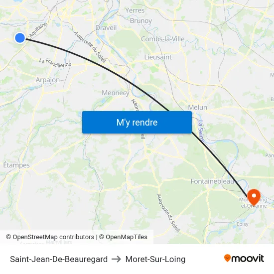 Saint-Jean-De-Beauregard to Moret-Sur-Loing map