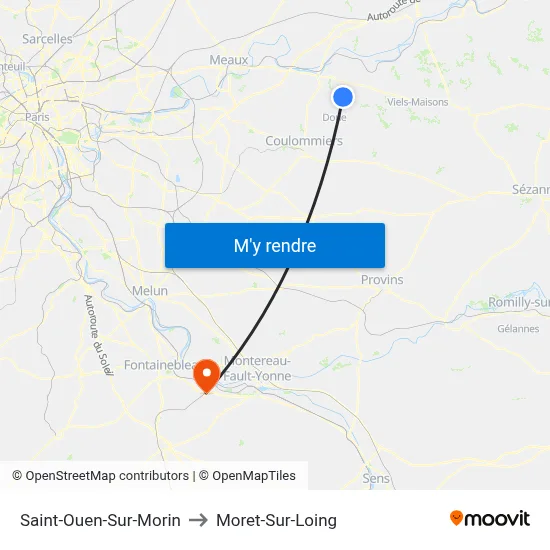Saint-Ouen-Sur-Morin to Moret-Sur-Loing map