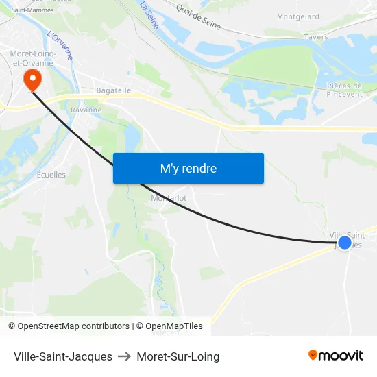 Ville-Saint-Jacques to Moret-Sur-Loing map
