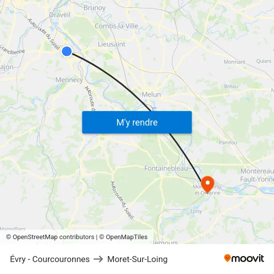 Évry - Courcouronnes to Moret-Sur-Loing map