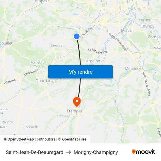 Saint-Jean-De-Beauregard to Morigny-Champigny map