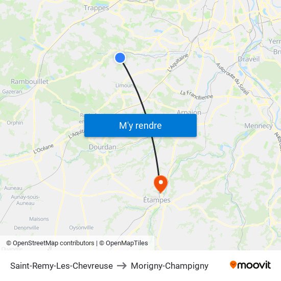 Saint-Remy-Les-Chevreuse to Morigny-Champigny map