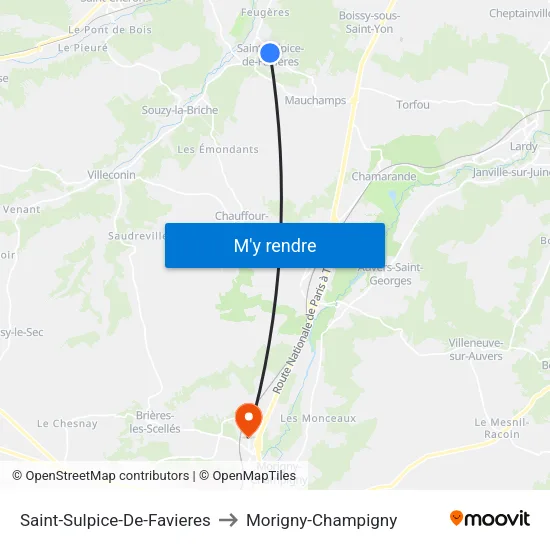 Saint-Sulpice-De-Favieres to Morigny-Champigny map