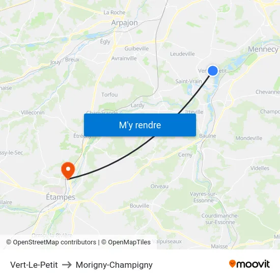 Vert-Le-Petit to Morigny-Champigny map