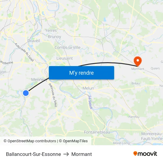 Ballancourt-Sur-Essonne to Mormant map