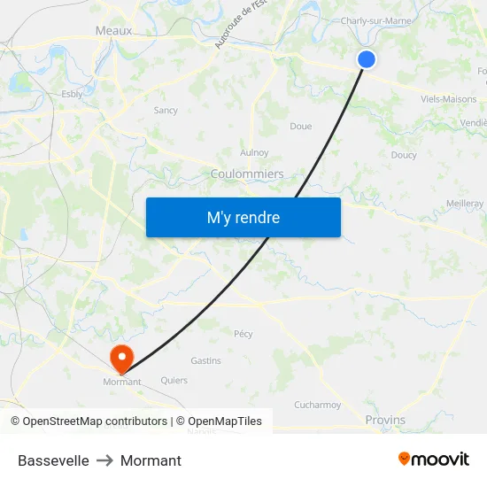 Bassevelle to Mormant map
