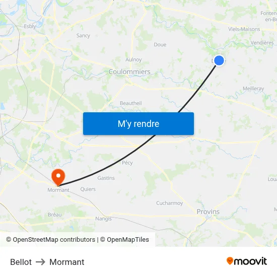 Bellot to Mormant map