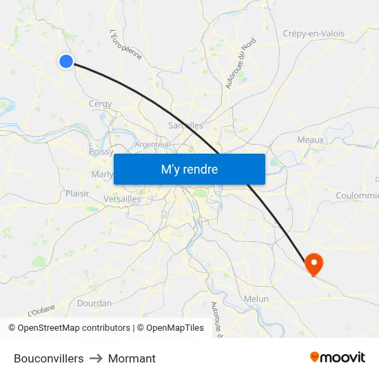Bouconvillers to Mormant map