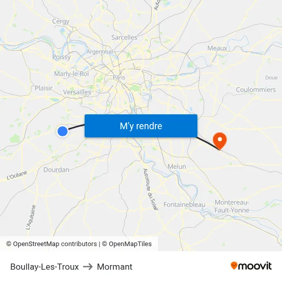 Boullay-Les-Troux to Mormant map