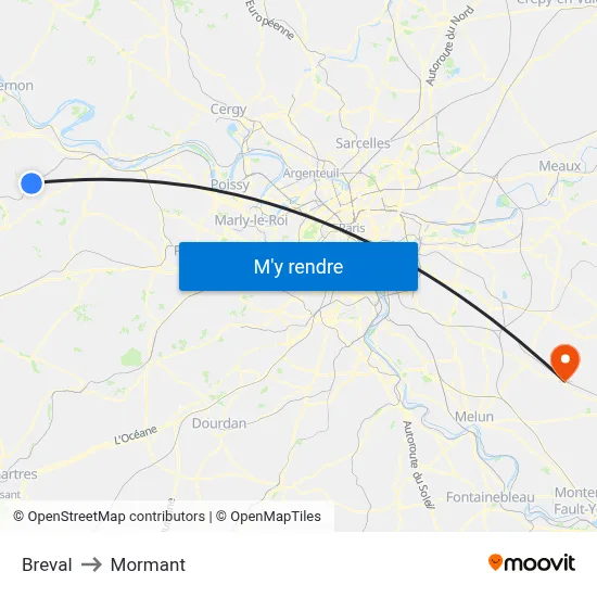 Breval to Mormant map
