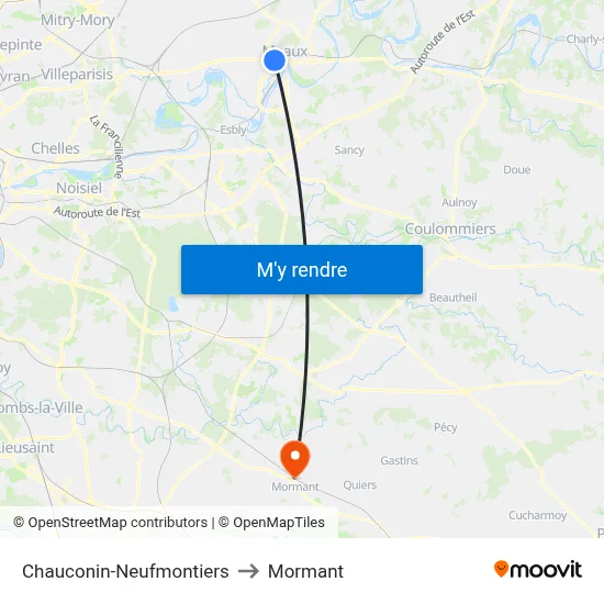 Chauconin-Neufmontiers to Mormant map