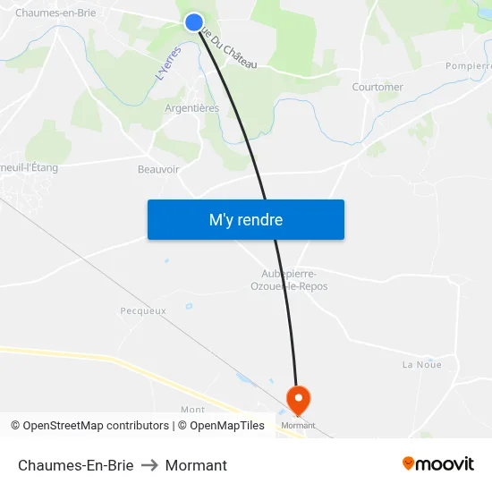 Chaumes-En-Brie to Mormant map