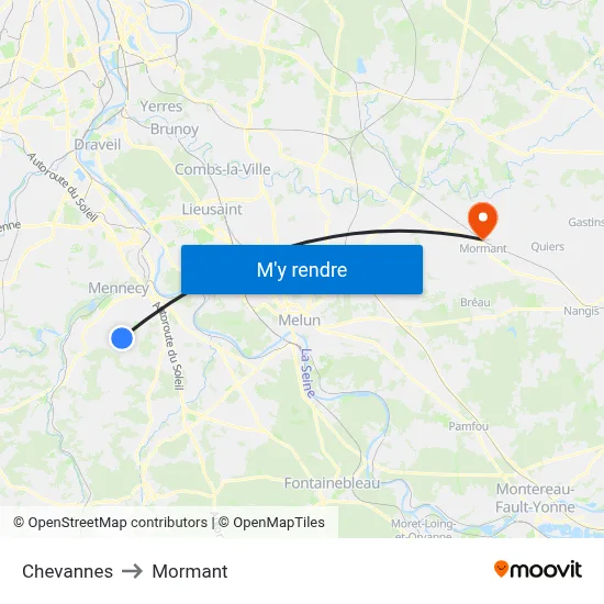 Chevannes to Mormant map
